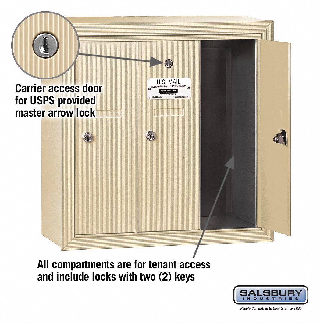 Vertical Mailbox - 3 Doors - Sandstone - Surface Mounted F473958