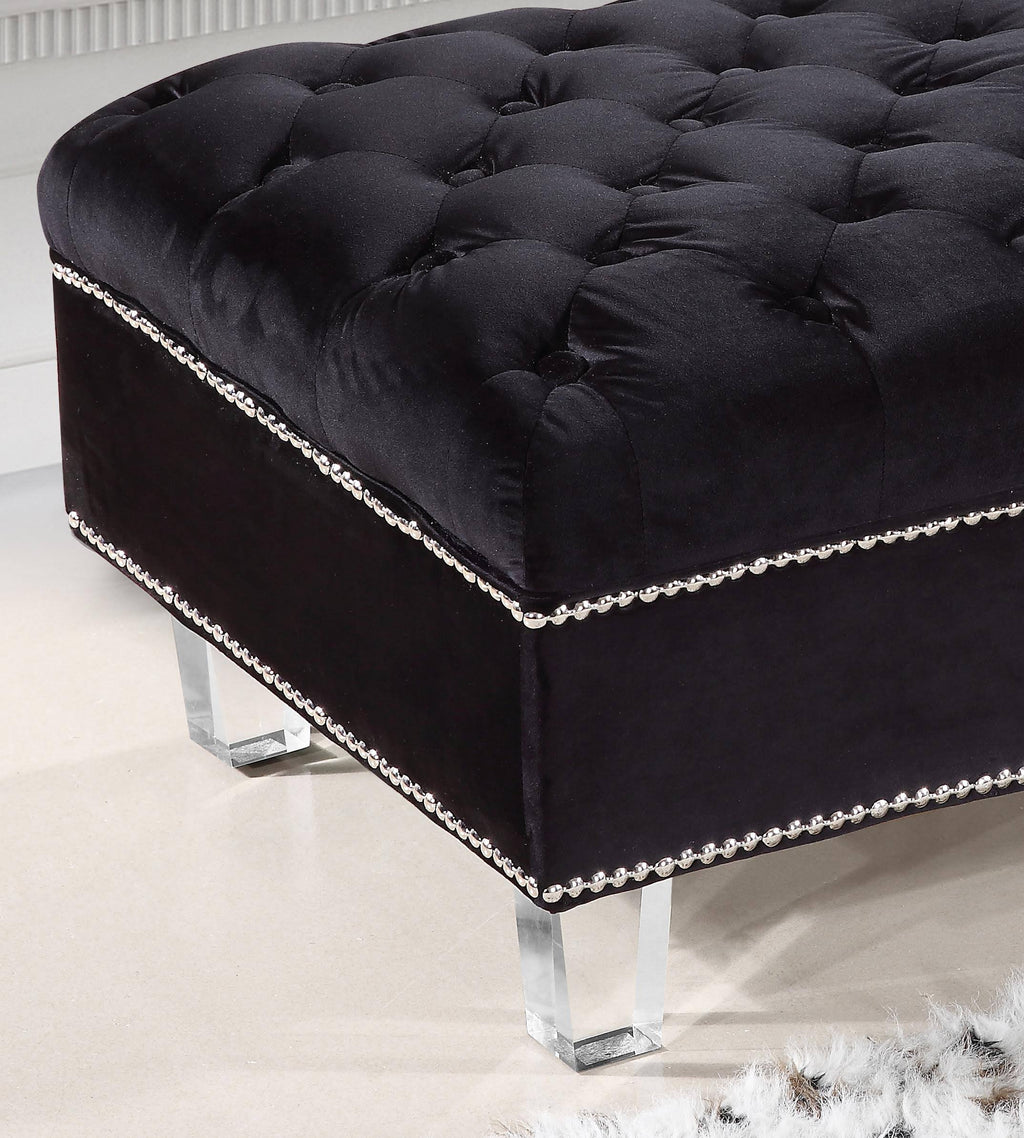Black Velvet Ottoman B43060