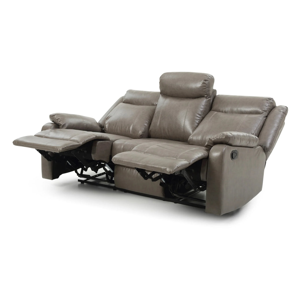 Gray Faux Leather 3-Seater Reclining Sofa L873415