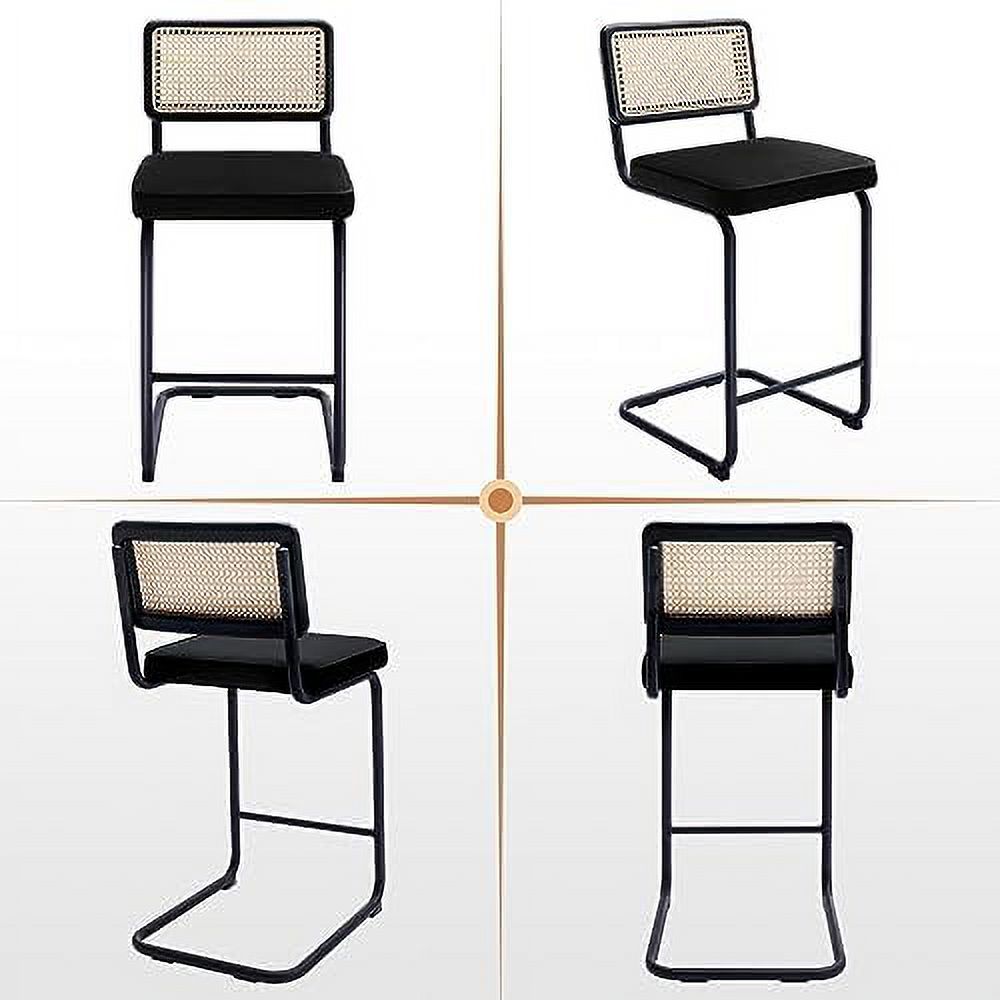 Rattan Counter Height Stools Set of 2 24'' Faux Leather E621