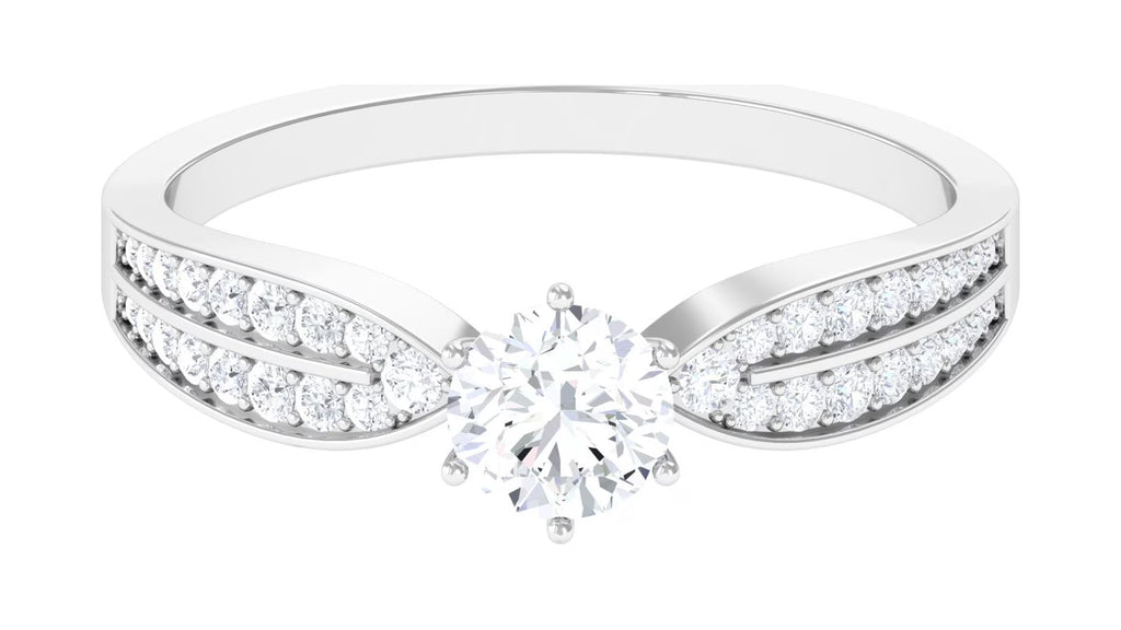 Moissanite Engagement Ring with Side Stones, 1 Carat, 925 Sterling Silver N664978