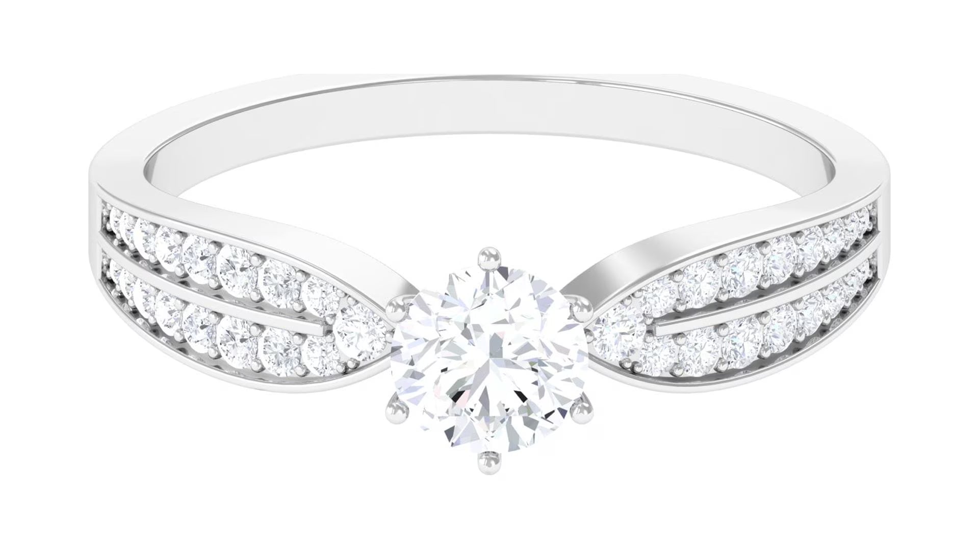 Moissanite Engagement Ring with Side Stones, 1 Carat, 925 Sterling Silver N664978