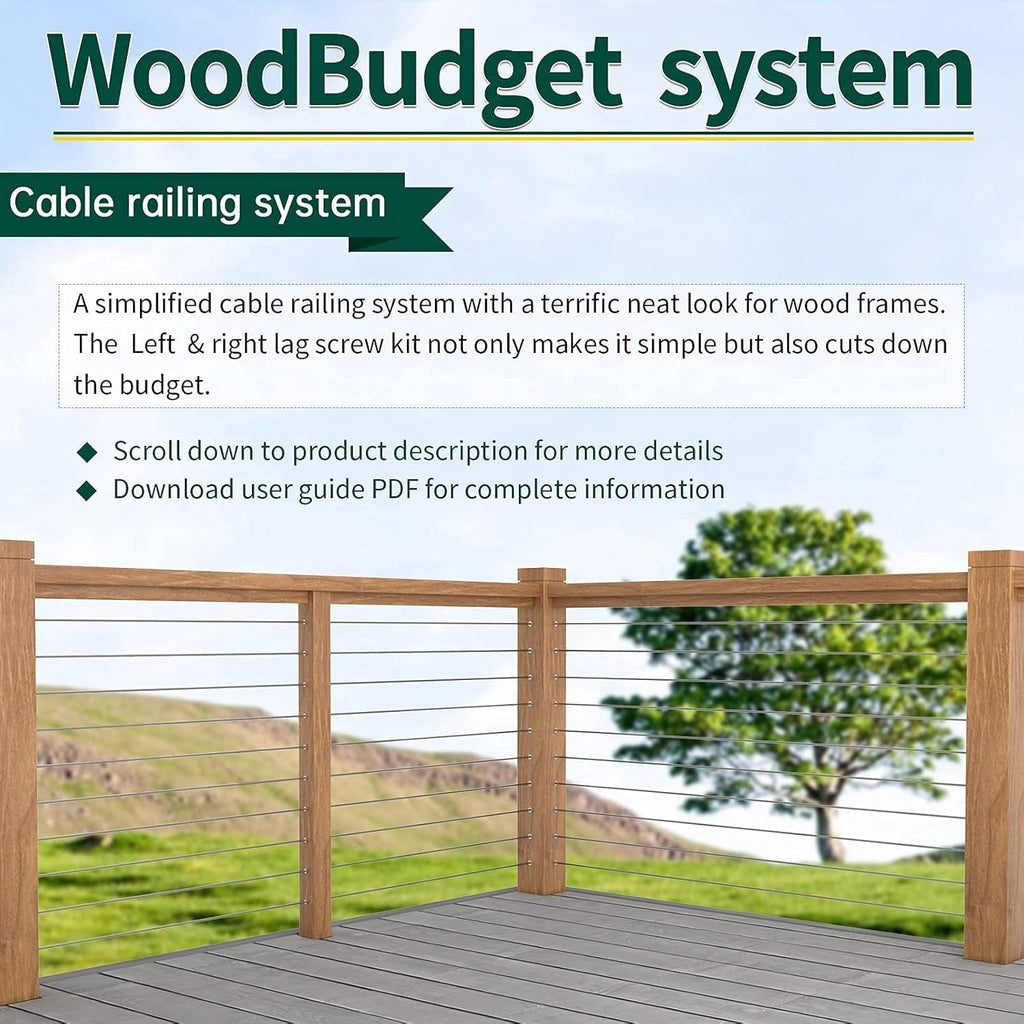 Black Stainless Steel Cable Railing Kit Hardware for 1/8 Wire Rope Wood Posts T316 Marine Grade L93818