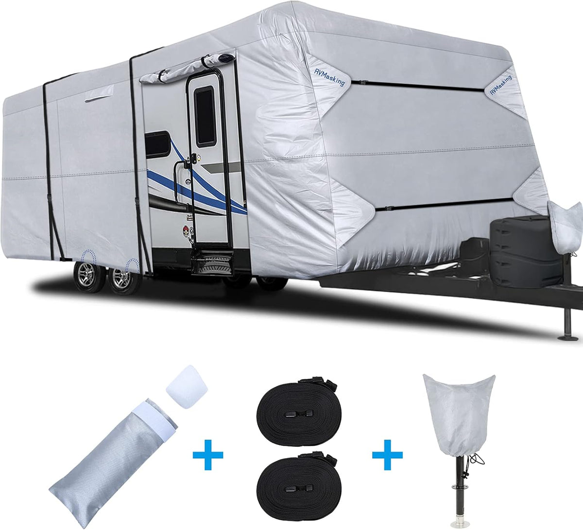 RV Cover Waterproof Travel Trailer Cover Rip-Stop Camper Cover Fits 20'1 - 22' Motorhome E47860