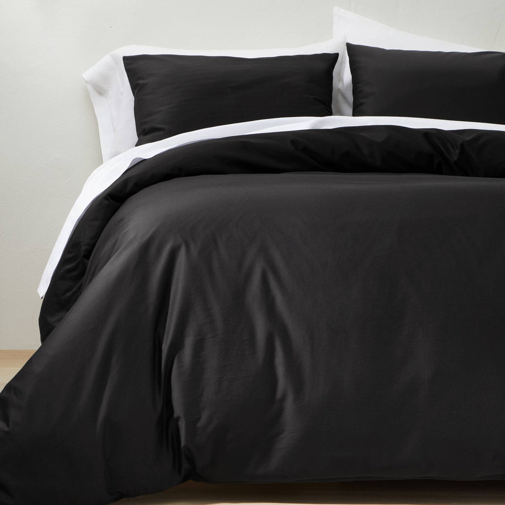 Full/Queen Supima Washed Sateen Duvet & Sham Set Washed Black U252
