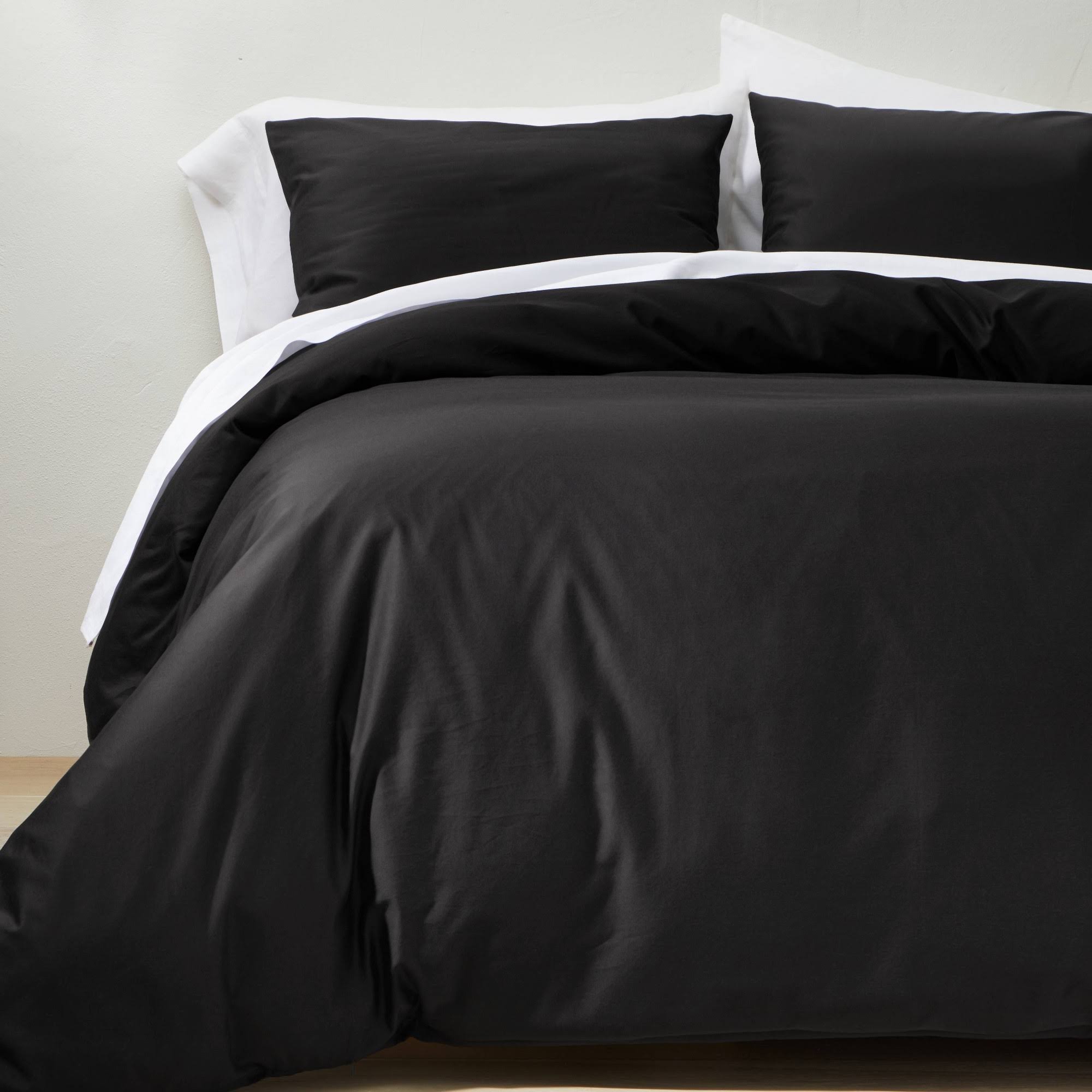 Full/Queen Supima Washed Sateen Duvet & Sham Set Washed Black U252