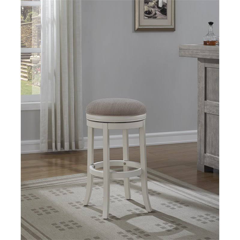 Distressed Antique White Backless Bar Stool V8132