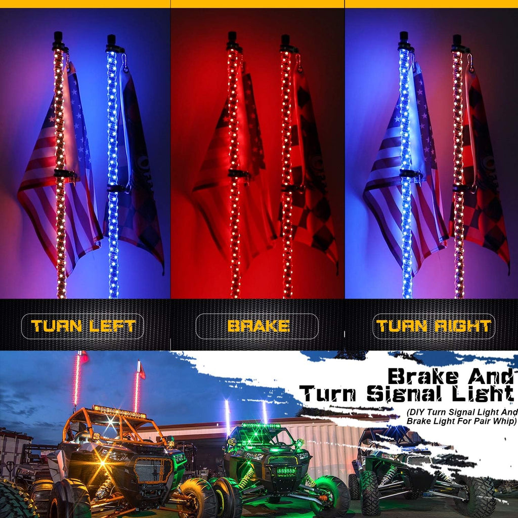2PCS 3FT LED Whips Light with Remote and app Control Z6706