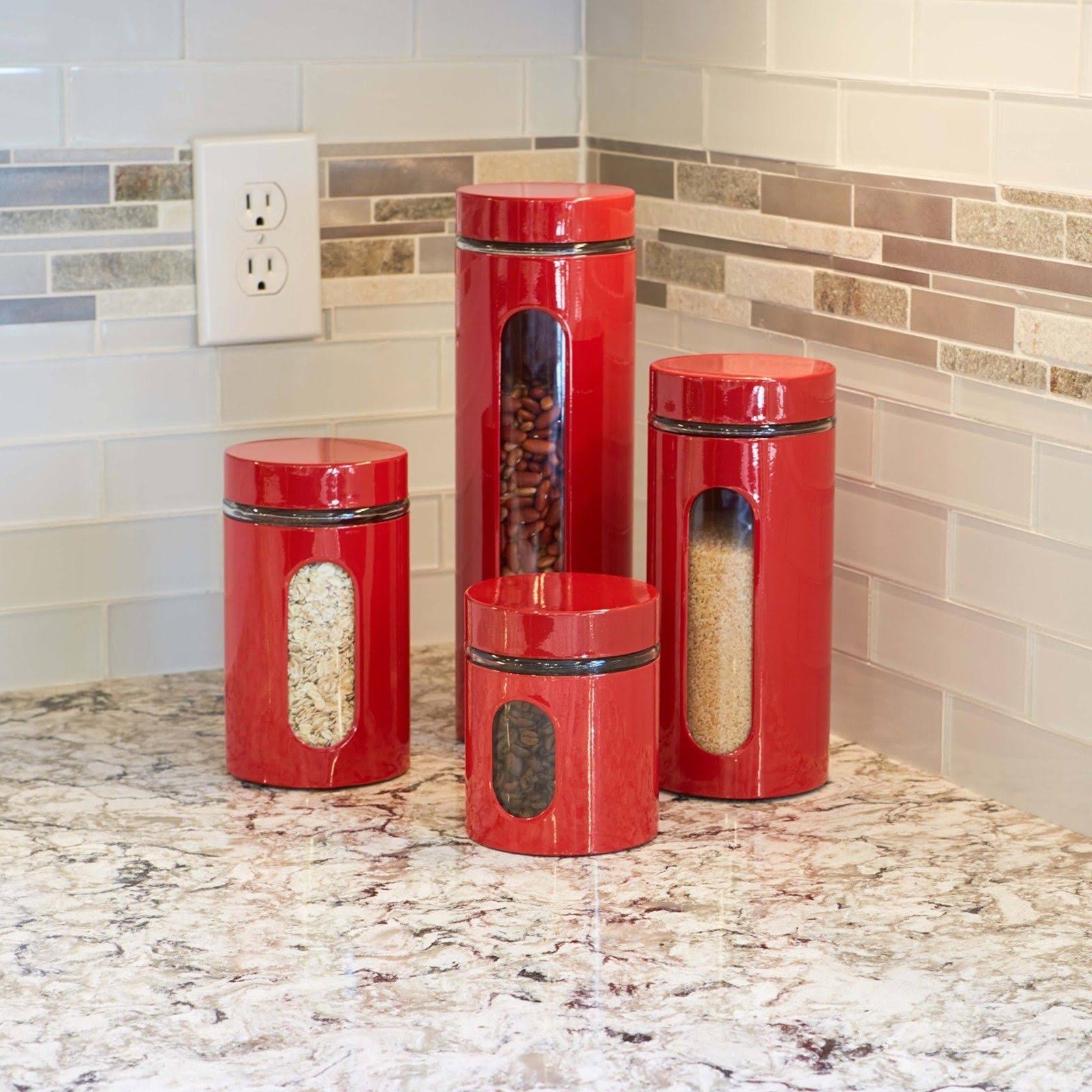 Glass and Stainless Steel Canister Set M38344
