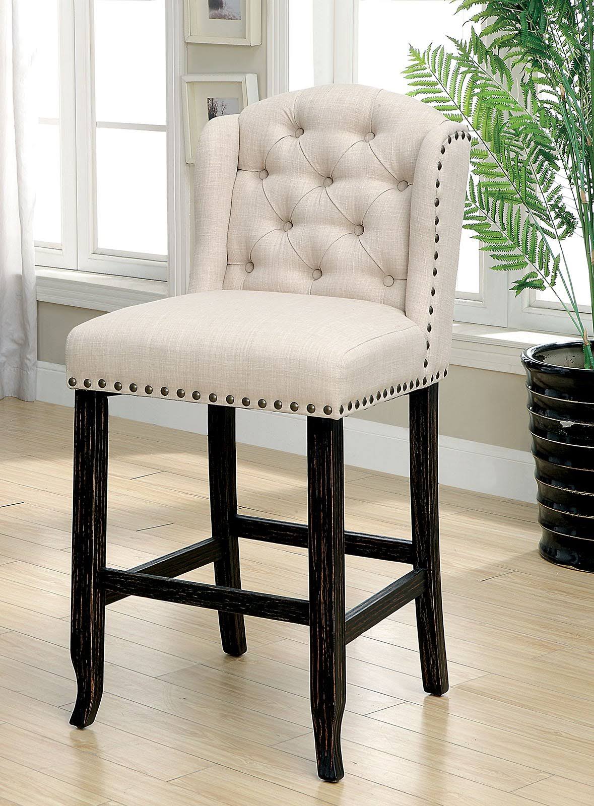 Antique Black/Ivory Wingback Chair Package of Two V305538