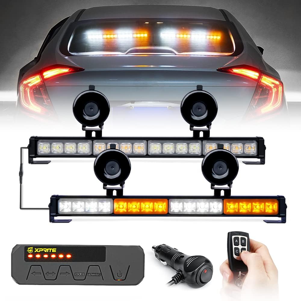 Amber LED Emergency Strobe Light Bar with Wireless Remote, Pack of 2 K125