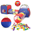4 in 1 Kids Play Tent and Tunnels, Pop Up Ball Pit, 2 Tents + 2 Crawl Tunnels Playhouse Tent Set J623601