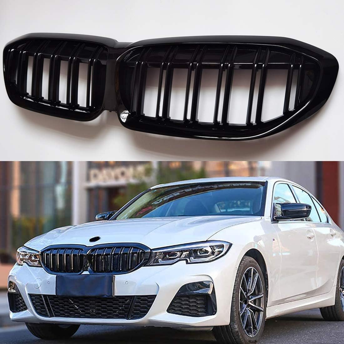 Front Upper Kidney Bumper Grille Grill for 2019-2022 BMW 3 Series 330i G20 G21 G28 Sedan Touring I43011