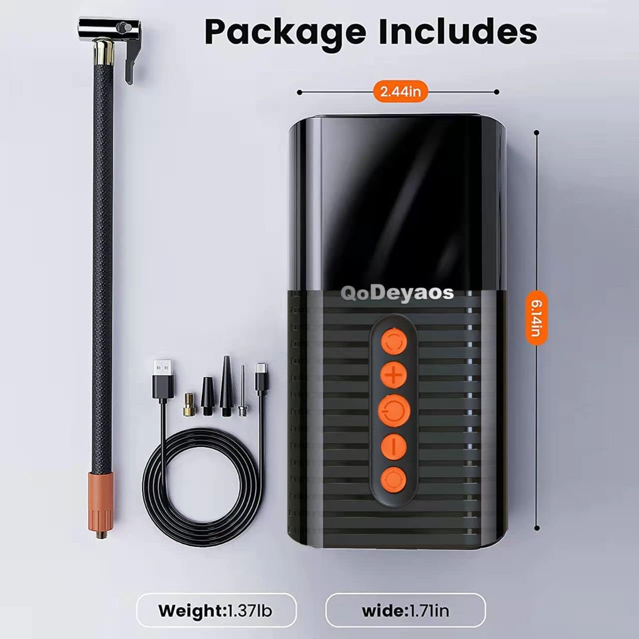 Cordless Tire Inflator Portable Air Compressor Pump with 6000mAh Battery LED Light H395941