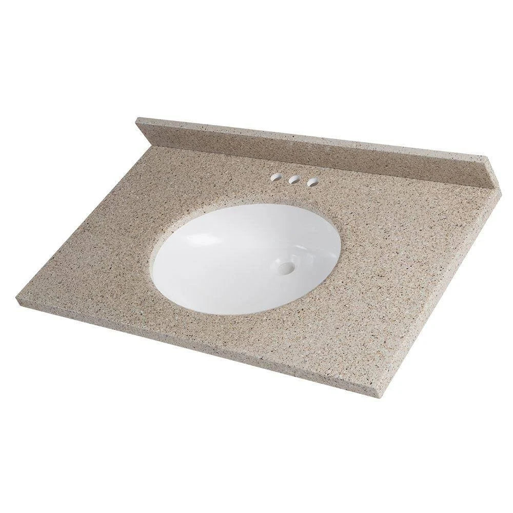 Solid Surface Vanity Top in Caramel with White Sink Y429