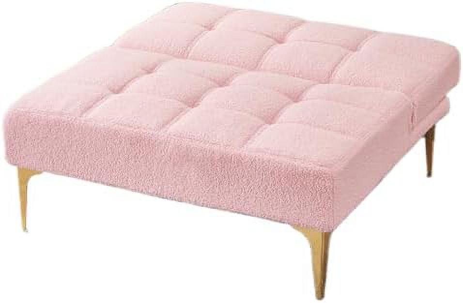 White Teddy Fabric Convertible Sofa Bed with Toss Pillows C242
