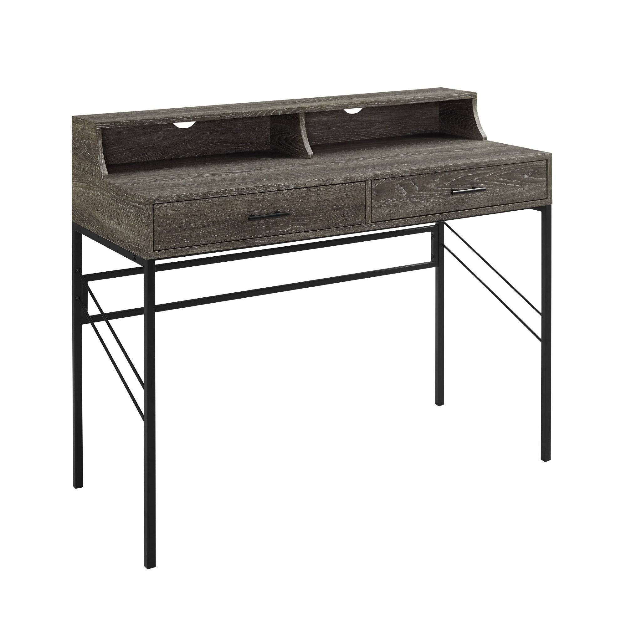 2-Drawer Desk and Hutch - Cerused Ash C95884