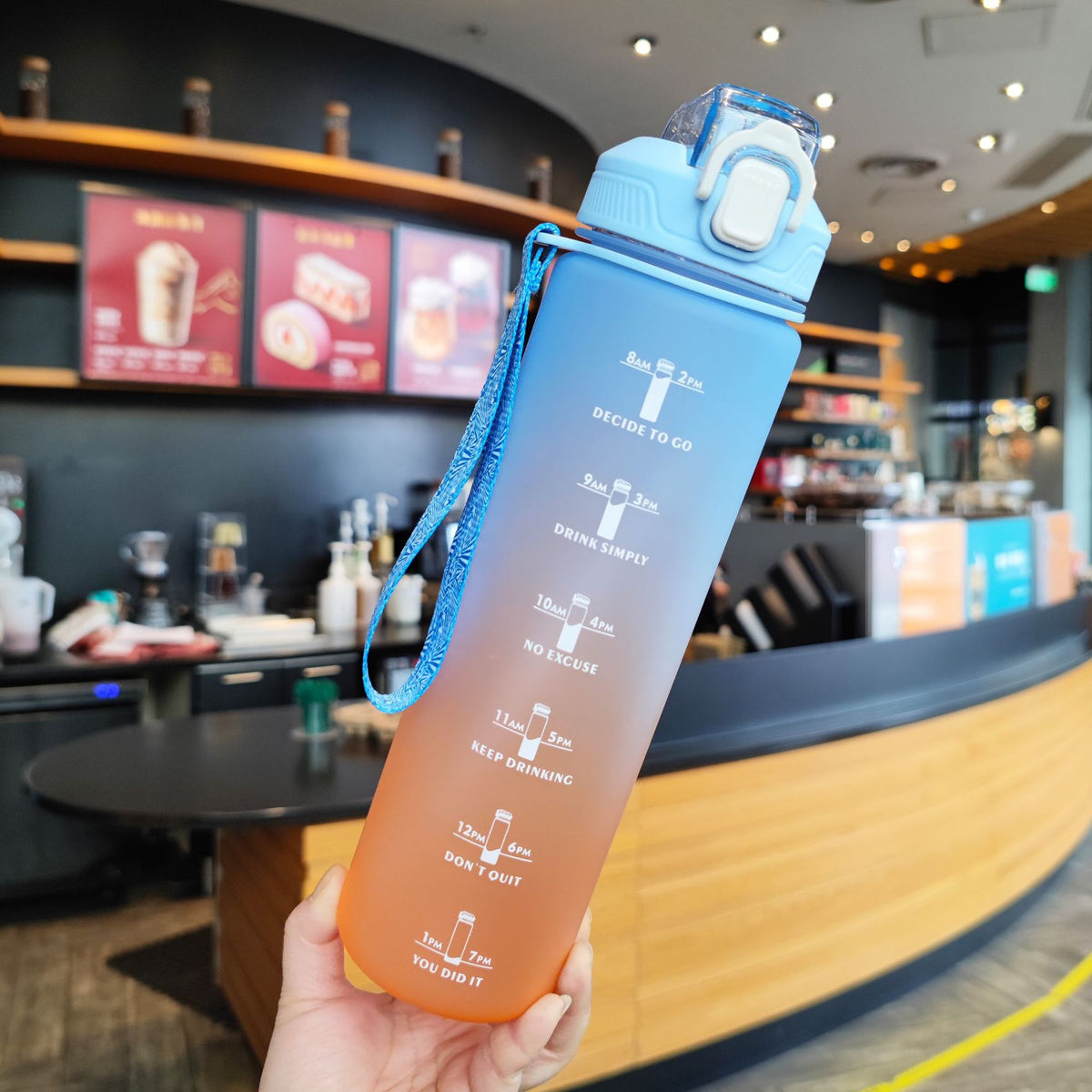 32 oz Water Bottle with Straw & Time Marker O72042