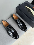 Zegna Men's Black Patent Leather Oxford Shoes