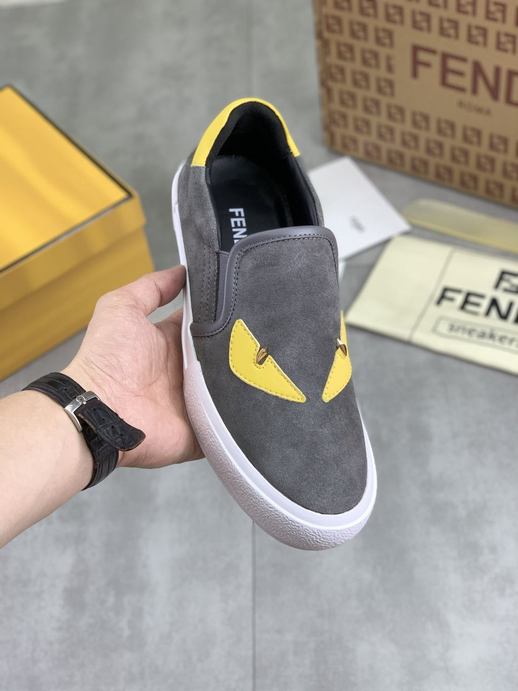 Fendi Eye-Accent Slip-On Sneakers